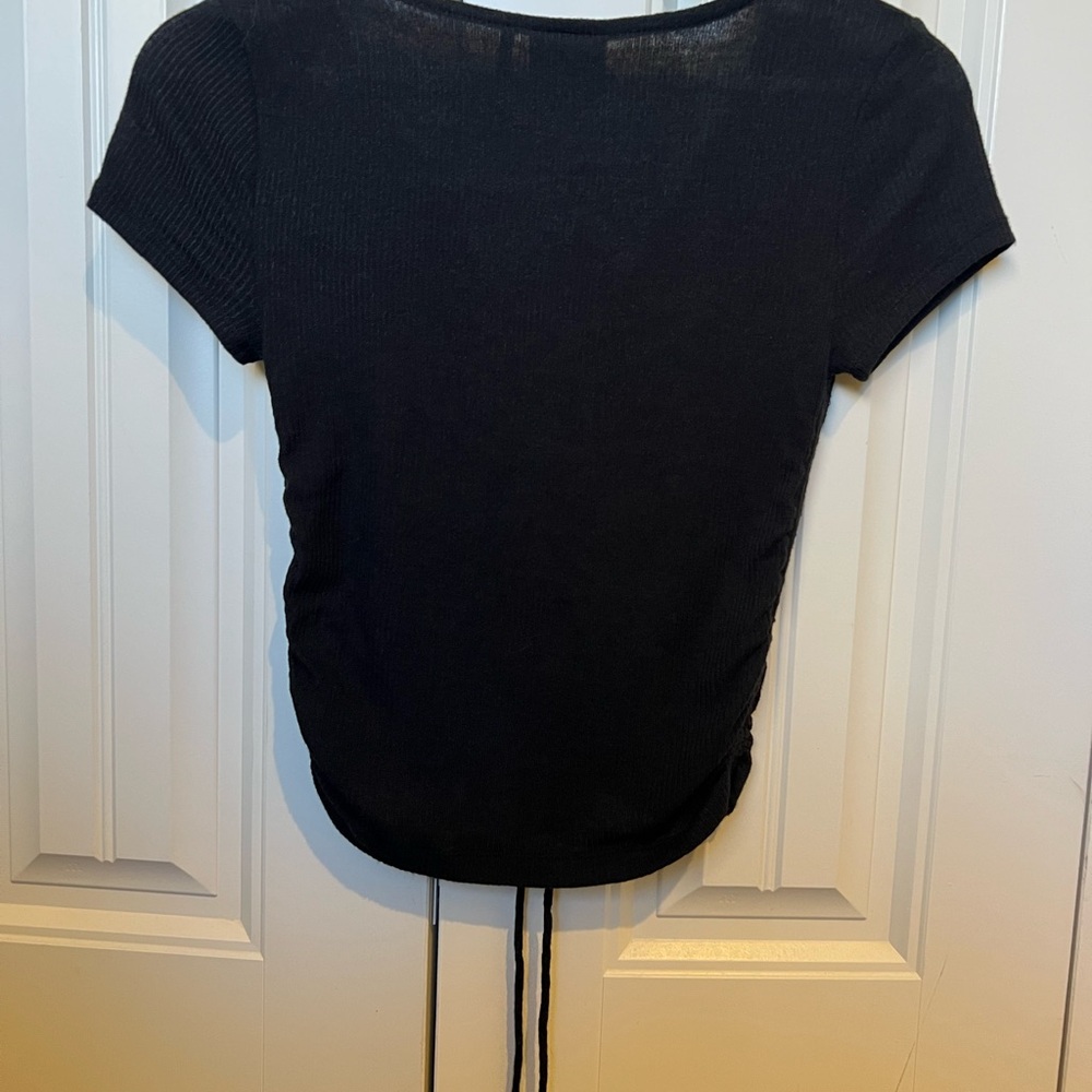 Urban Outfitters Black Ruched Crop Top New With Tags - Picture 2 of 7